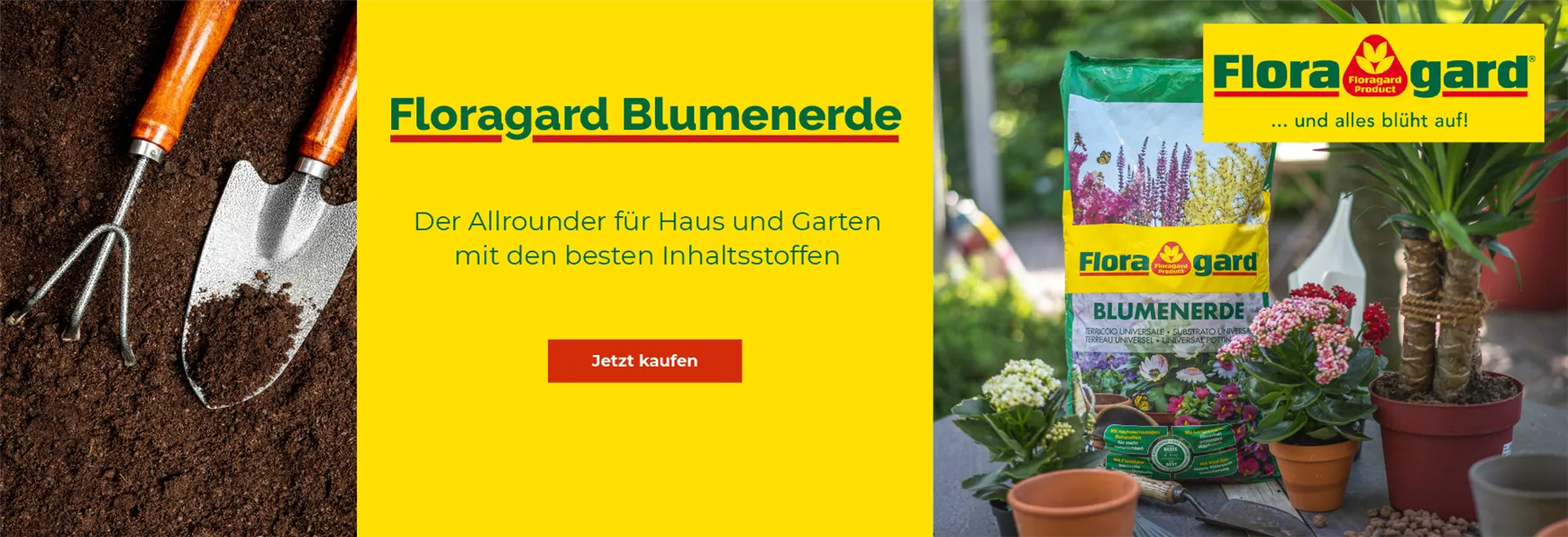 Mit der Floragard Blumenerde sind Ihre Pflanzen immer ausreichend versorgt